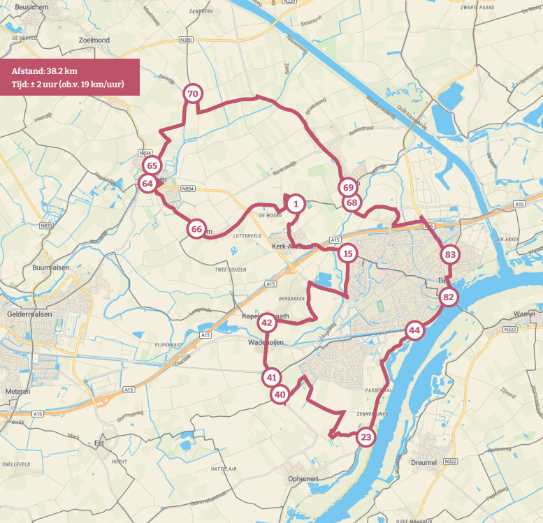 Fietsroute Tiel Buren Tiel routekaart Fietsroute Tiel Buren